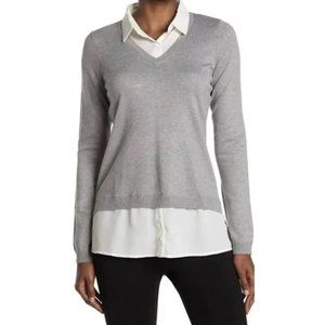 Adrianna Papell Button Front Sweater/shirt combo szM